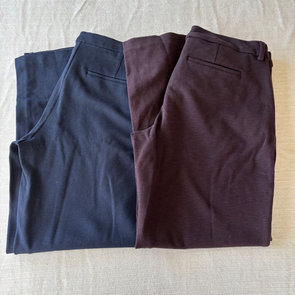 Lot of 2 Liverpool Los Angeles Kelsey Knit Trousers Navy Dot Burgundy Size 10/30